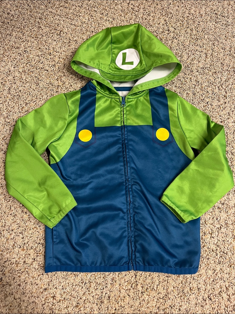 jumping beans Super Mario Luigi Green and Blue Superhero Hooded Costume Jacket
